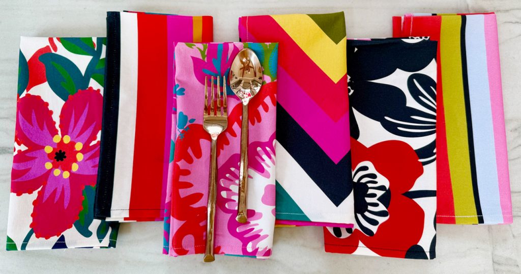 Colorful designer napkins in cotton twill woven